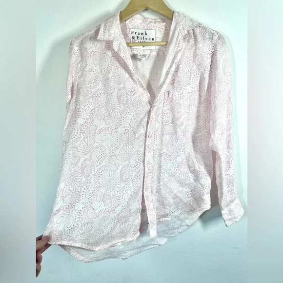 Frank & Eileen "Eileen" Classic Linen Relaxed Button-Up Floral Shirt Size Small - Picture 6 of 11